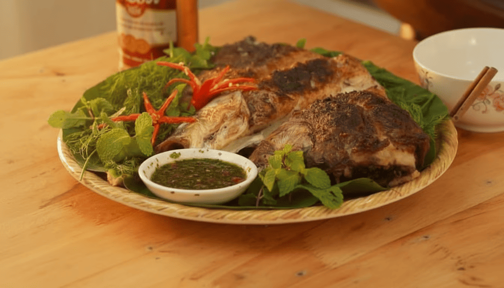 Cá tà ma nướng chấm muối ớt xanh